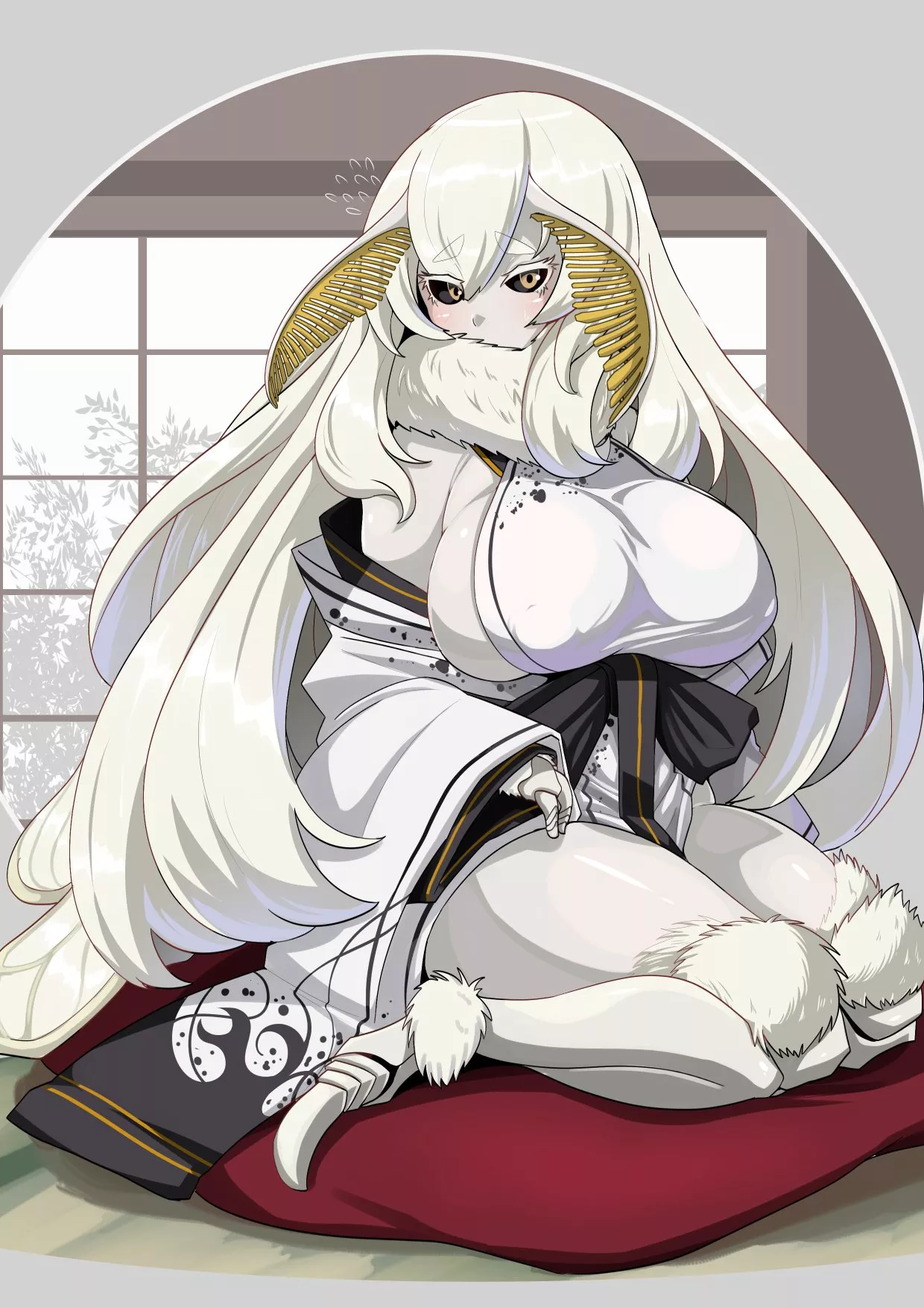 She is shy, but God, she is floofy and cute. (konoshige (ryuun))