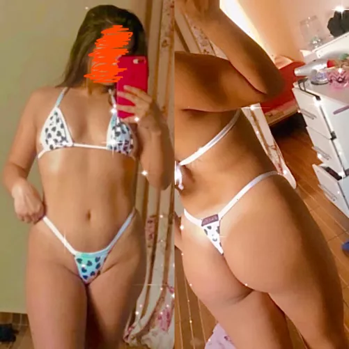 Brazilian girl from my neighborhood showing off her new thong bikini 😈