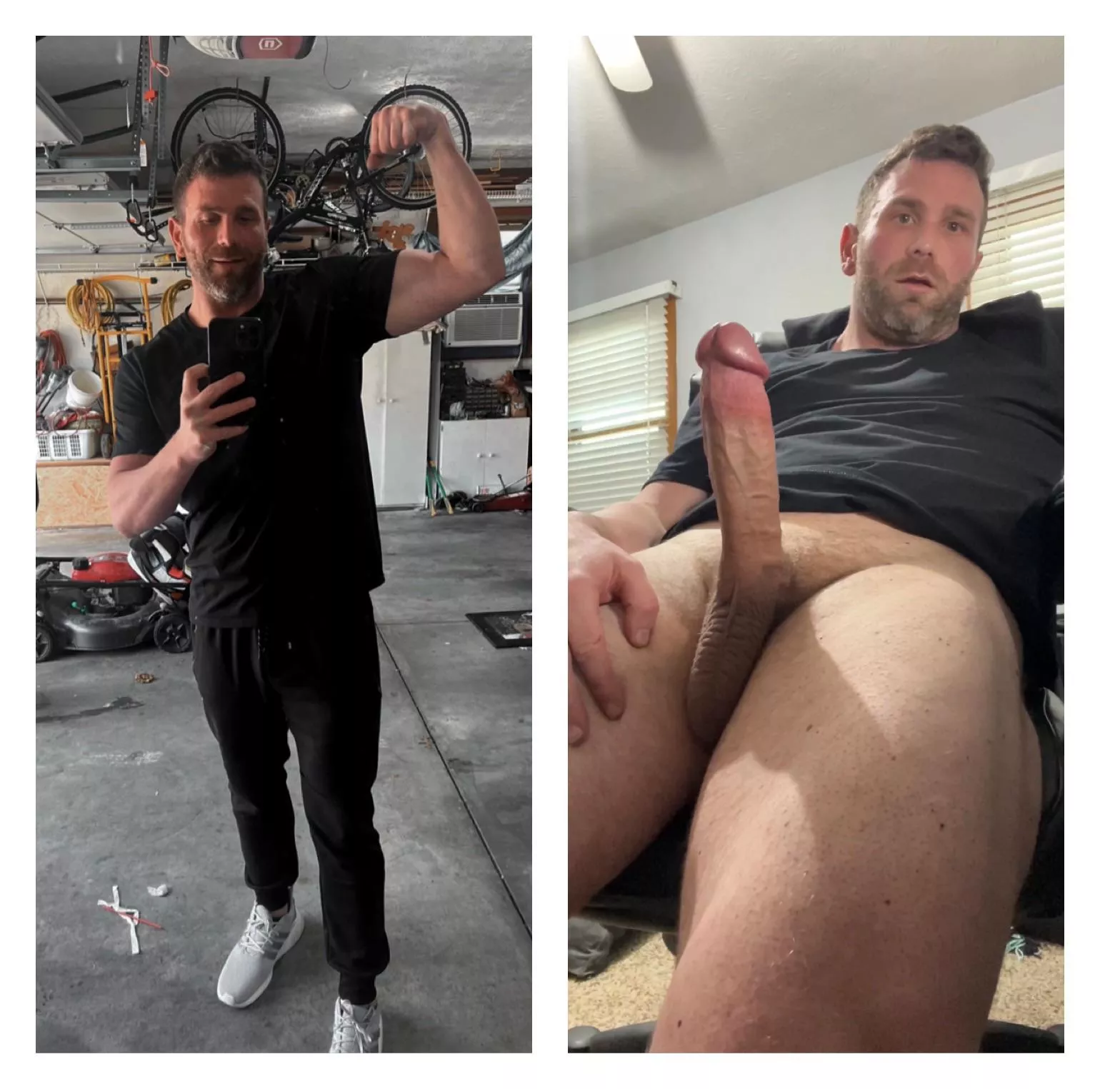 Flexing my arms in the gym and flexing my huge cock in front of my computer before I jerk it off.