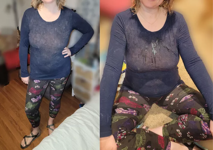 Load 58 on wife's cumstained blouse before and after