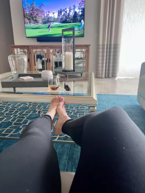 Masters Sunday…with my baby pink toes and rose’