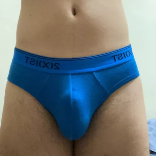Monday, blue briefs chosen by my Master. What do you think of it?