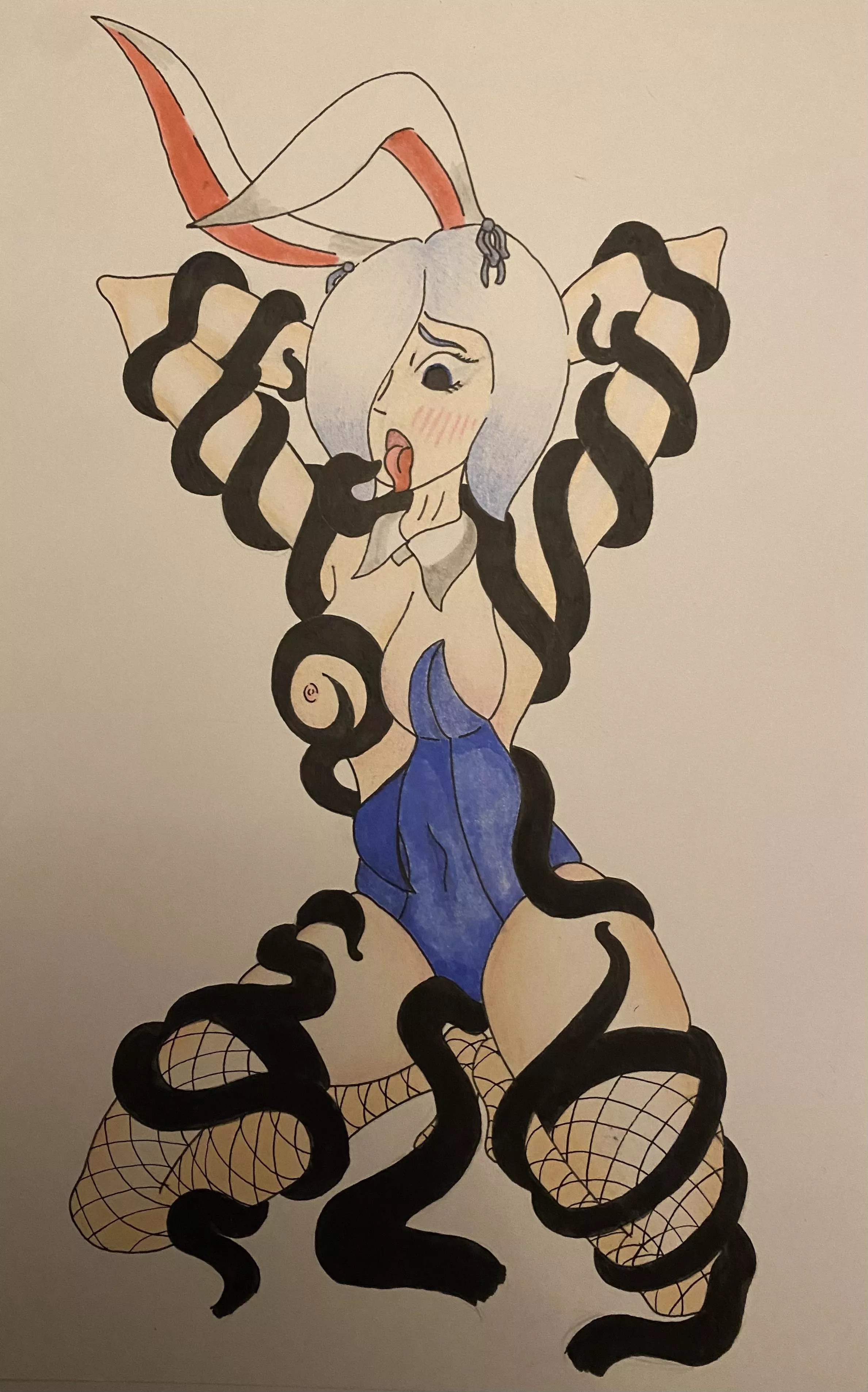 The tentacles are enjoying their (delayed) Easter present (art by me)