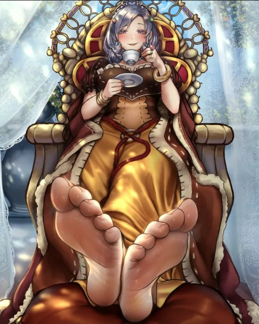 Worship Queen Tiaramisu's feet as she enjoys her tea (Nikishiko) [Yu-Gi-Oh]