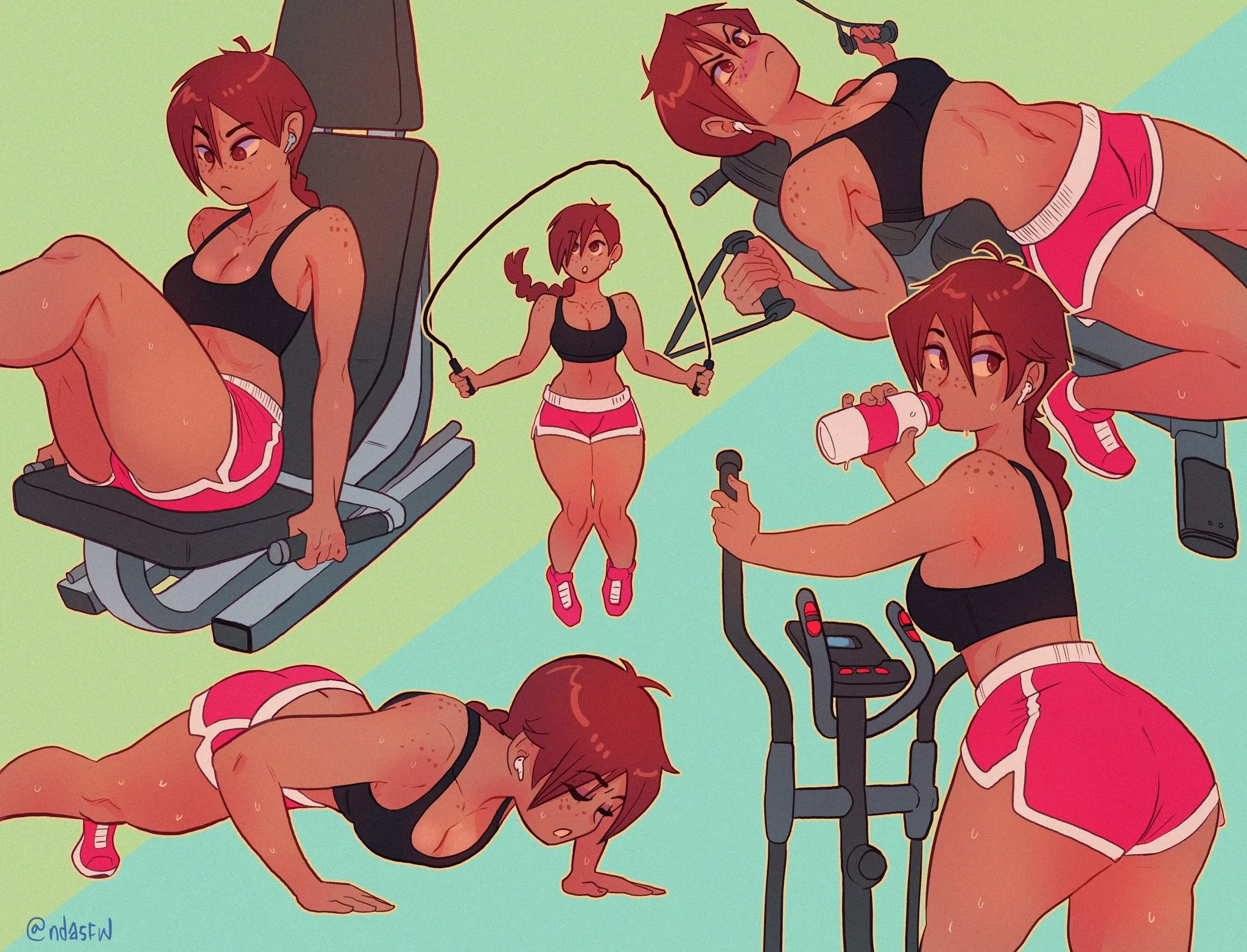 Aubrey Working Out (Neal D. Anderson) [Artist's OC]