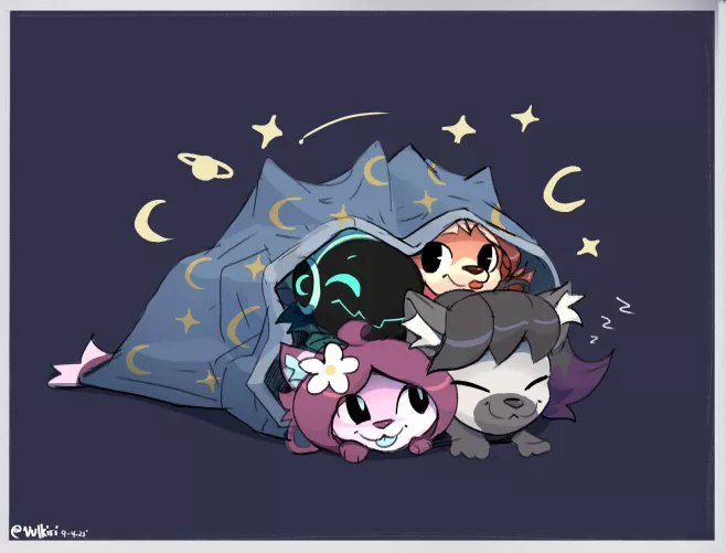 Blanket burrito 🌙 (art by me @Vulkiri on twitter!)