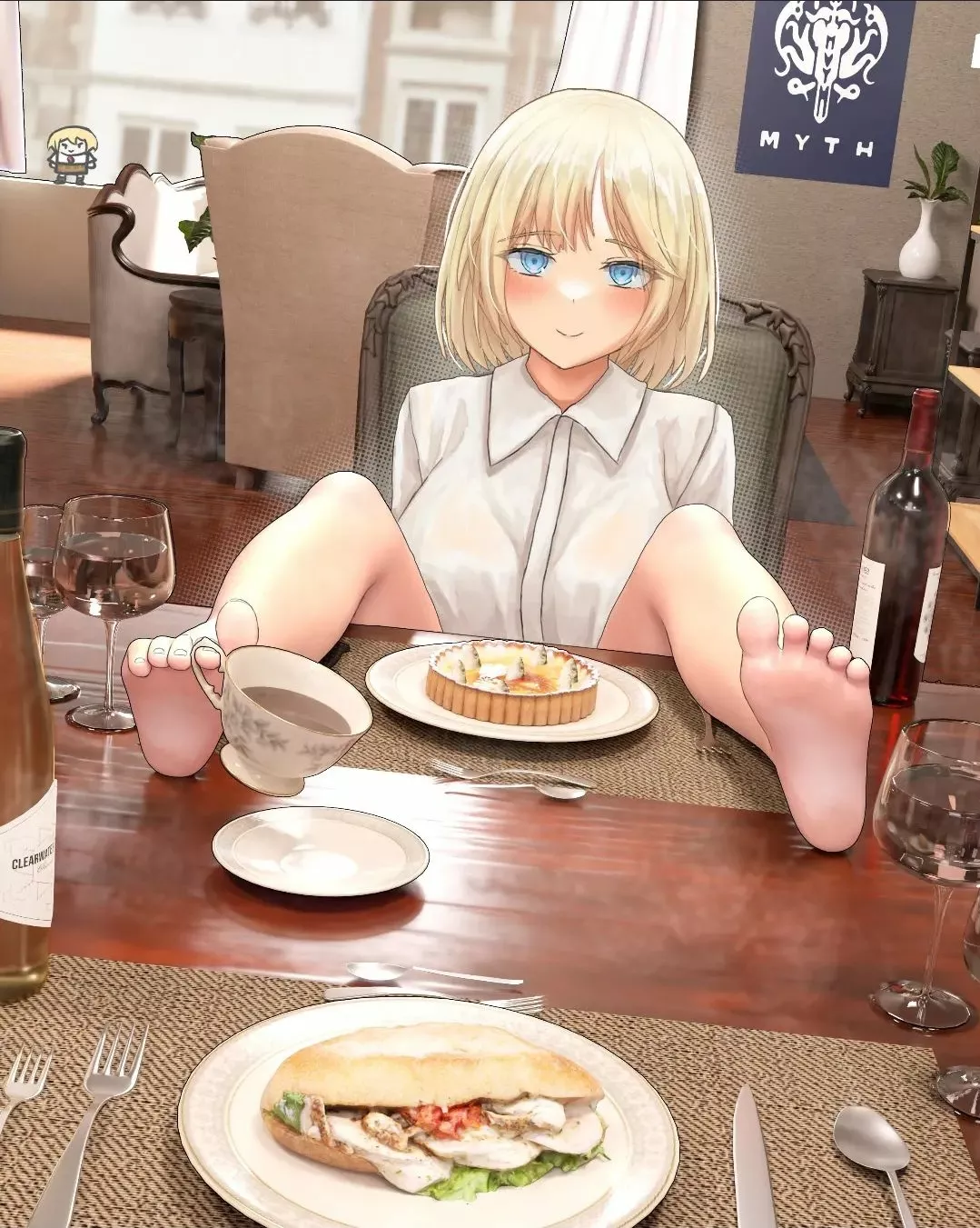 Amelia's feet on the table for you to see (Sumguy) [Hololive]