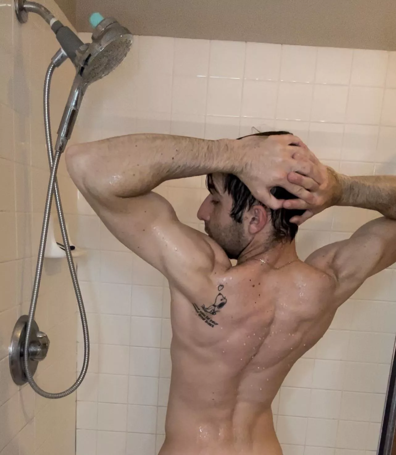 Dad needs his back scrubbed 🧼 🚿