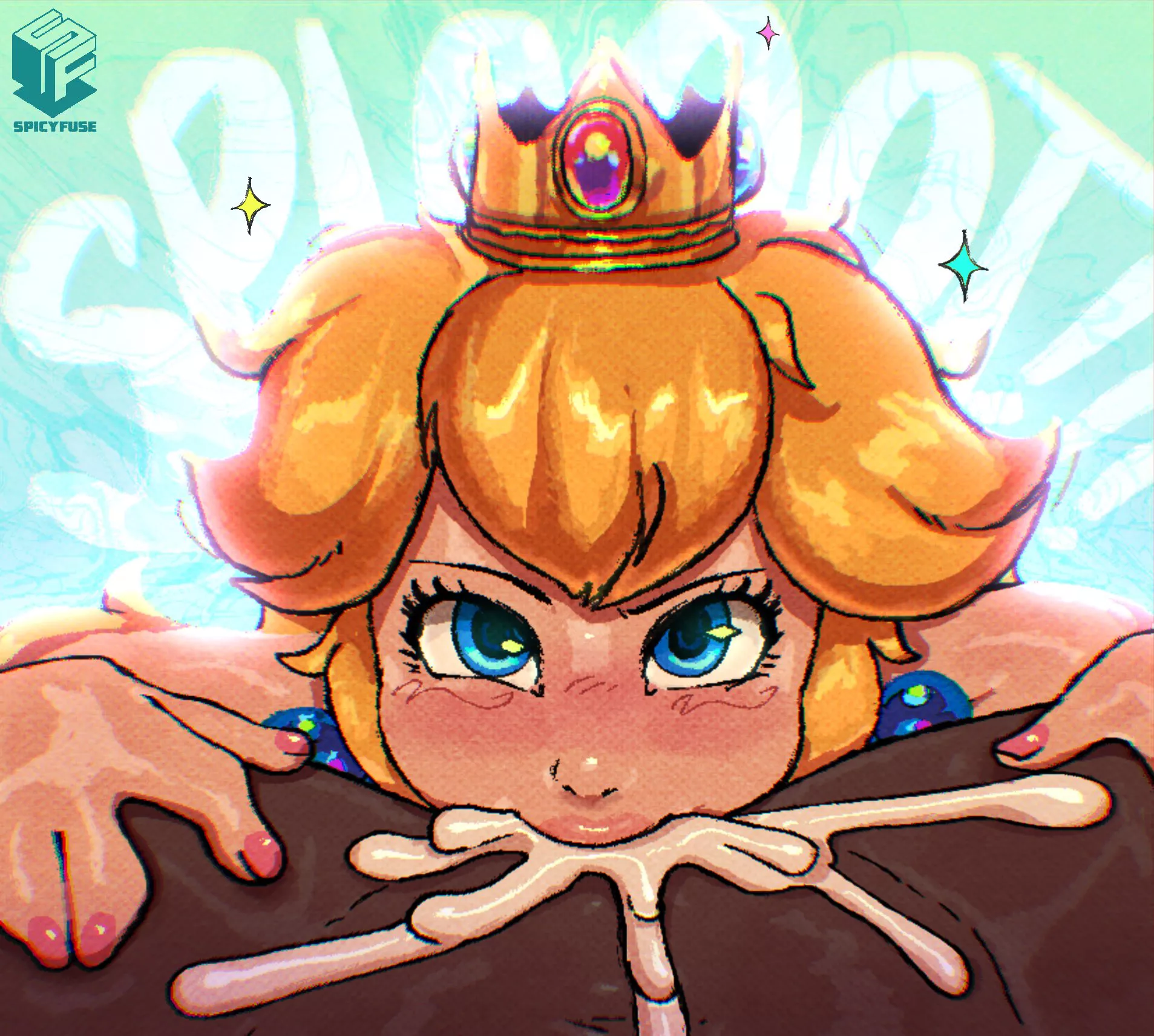 Peach downing that cock