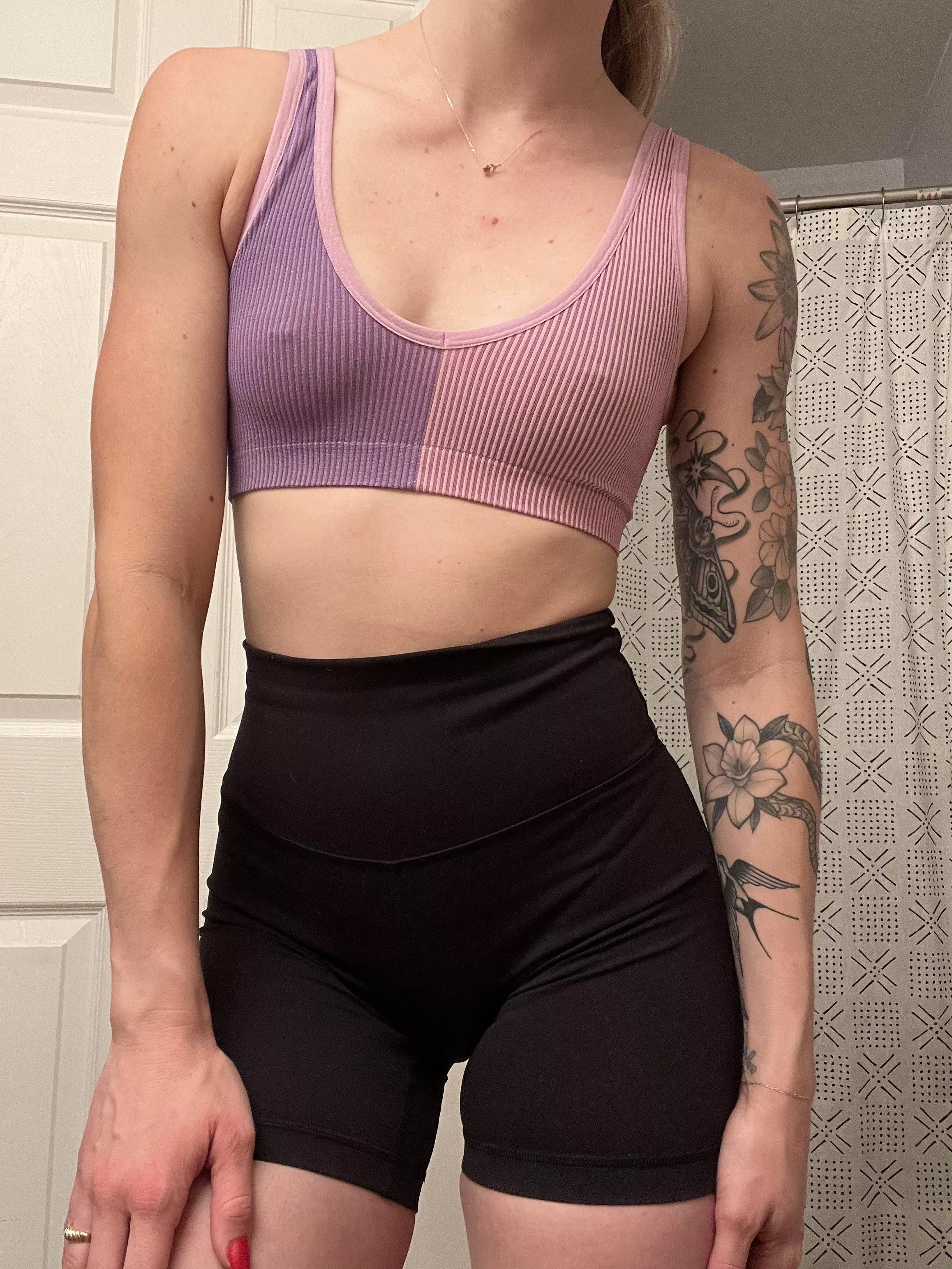 Trying to pick out my gym outfit for tomorrow