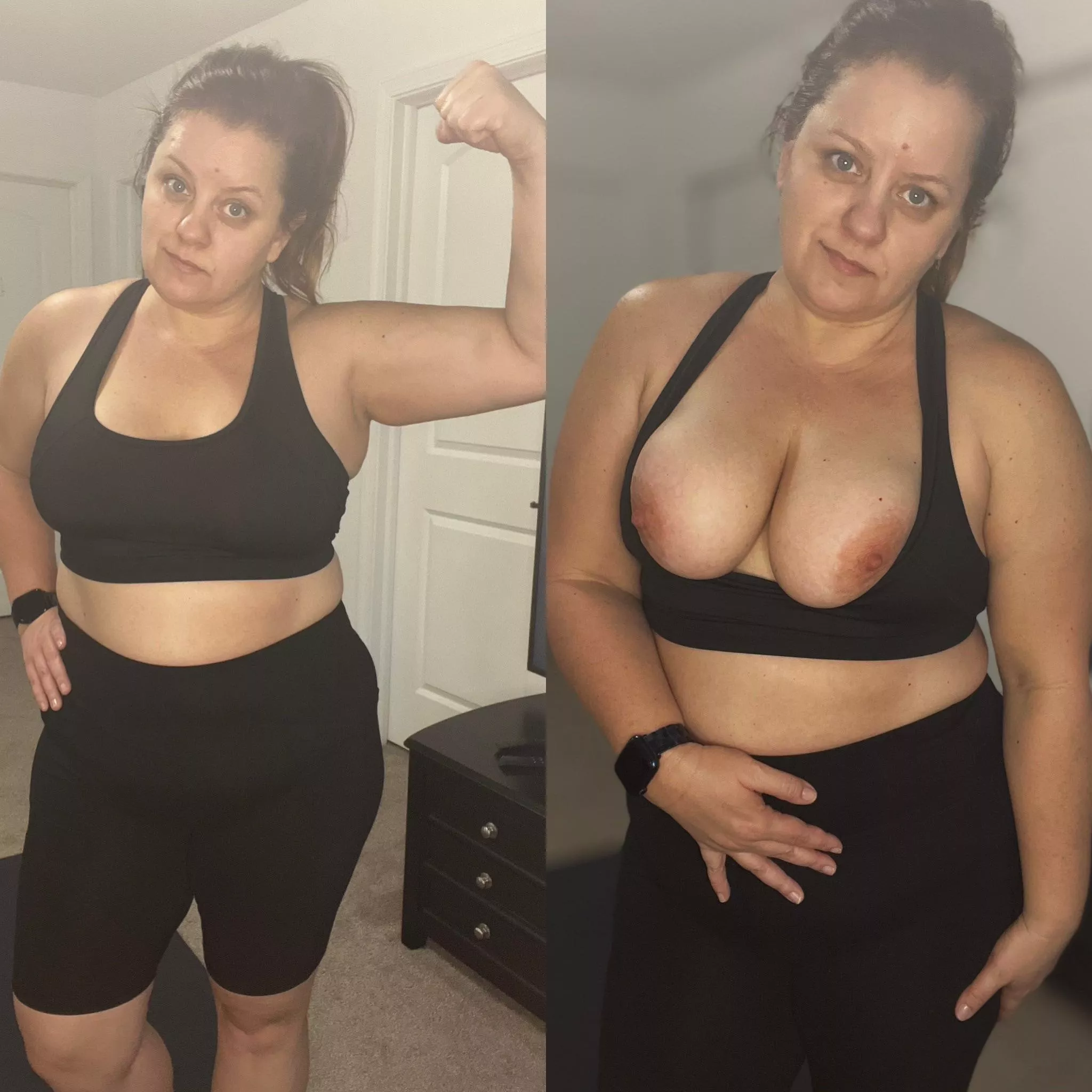 Workout, boobs out, it’s gonna be a good day. 😘