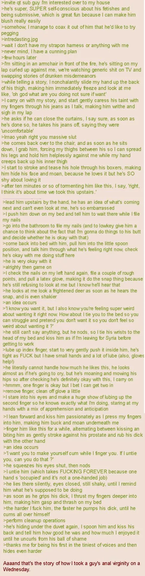 anon takes a guy’s anal virginity (questionable consent warning)
