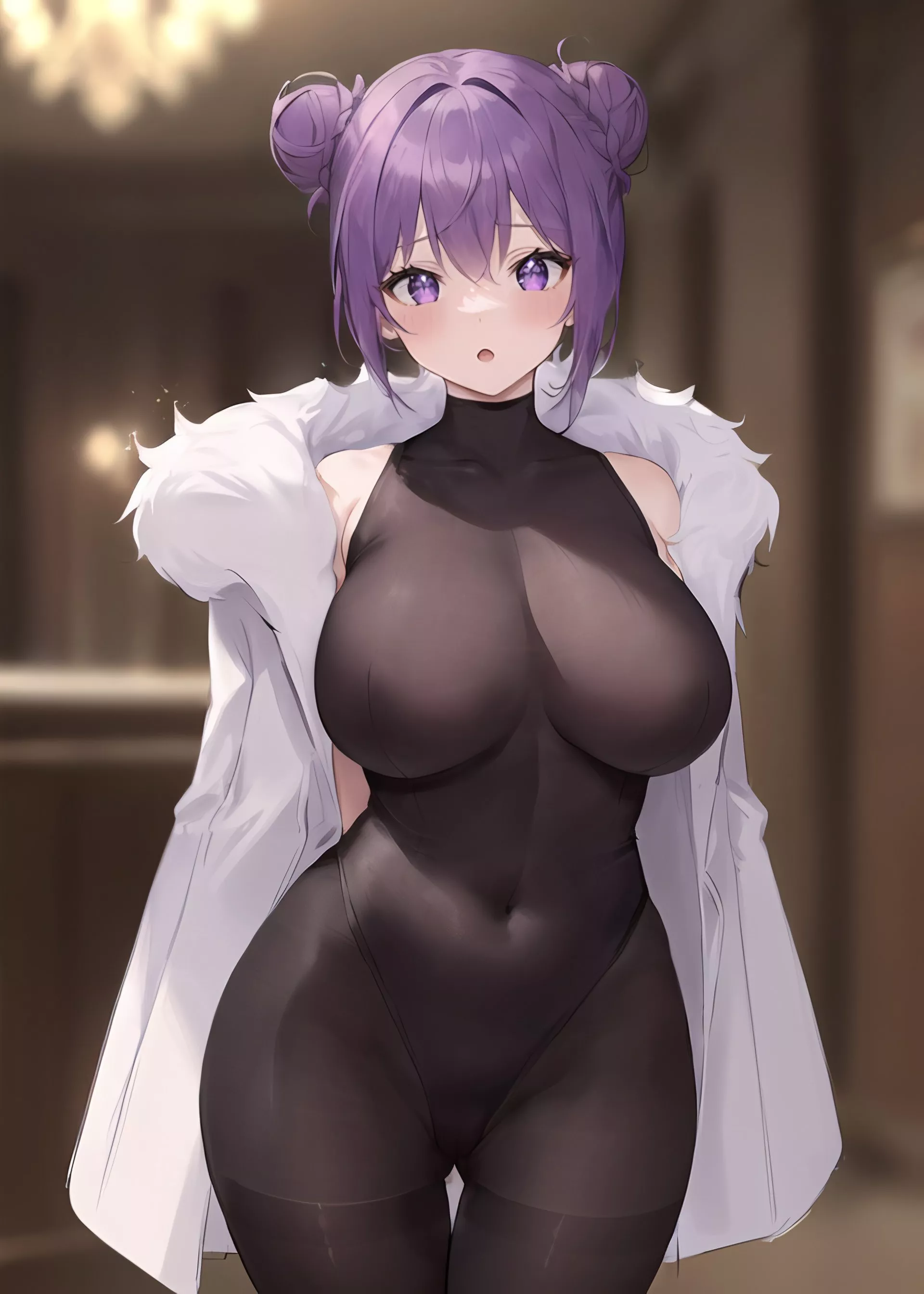 Body Stocking & Fur Coat