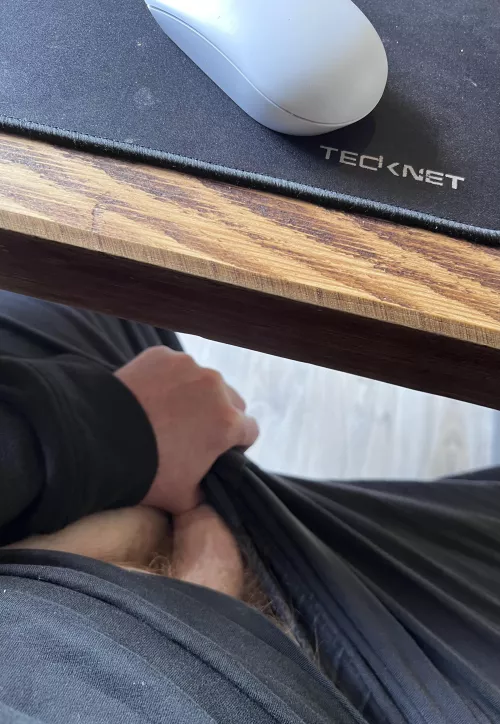 Felt so horny at work today & secretly started playing with my cock under the desk in the office