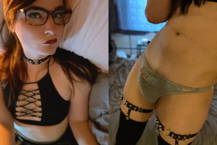 I'm not the only one that adores seeing the outline of my hard cock in my panties am I?