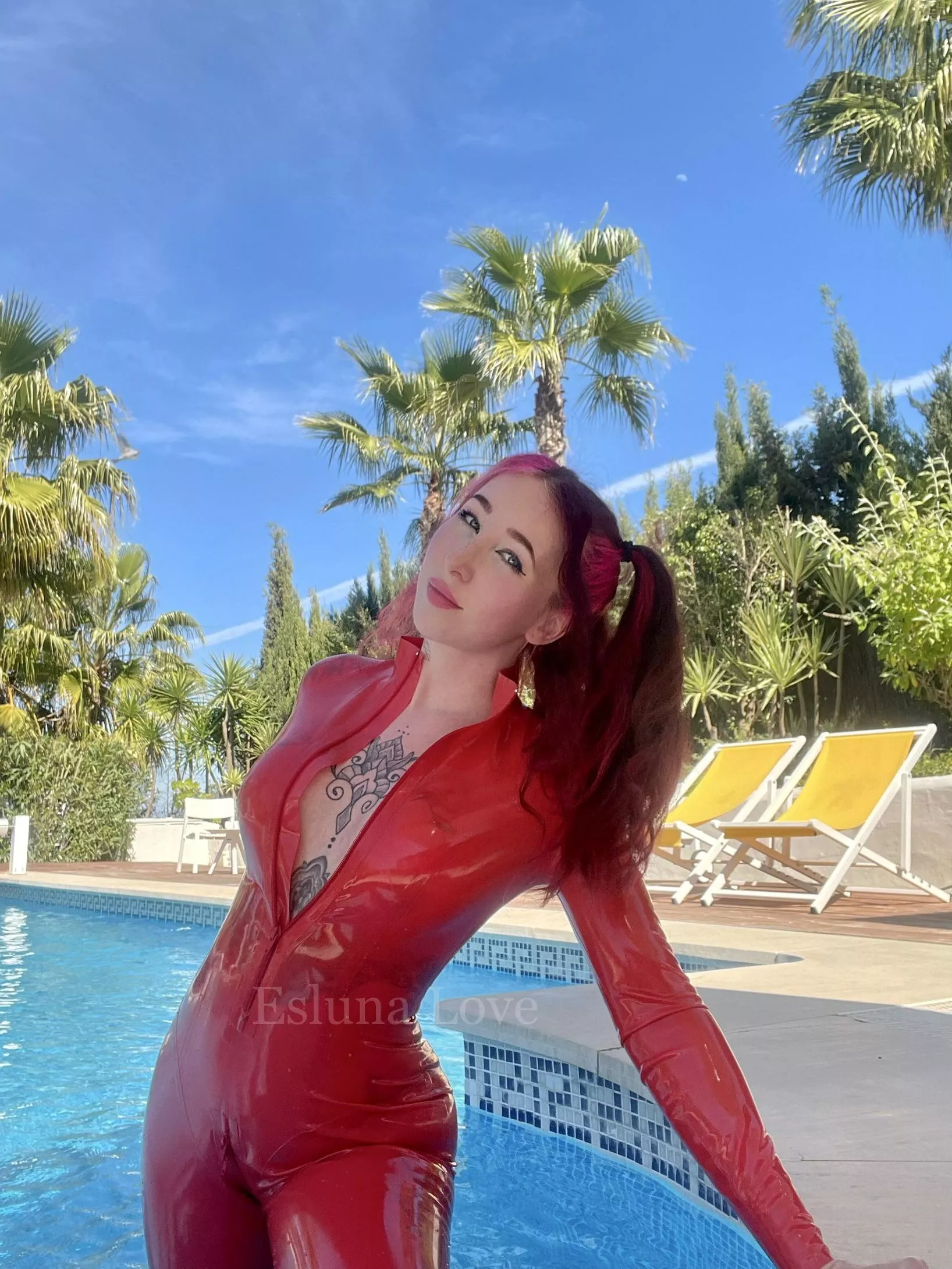 Red latex in the pool