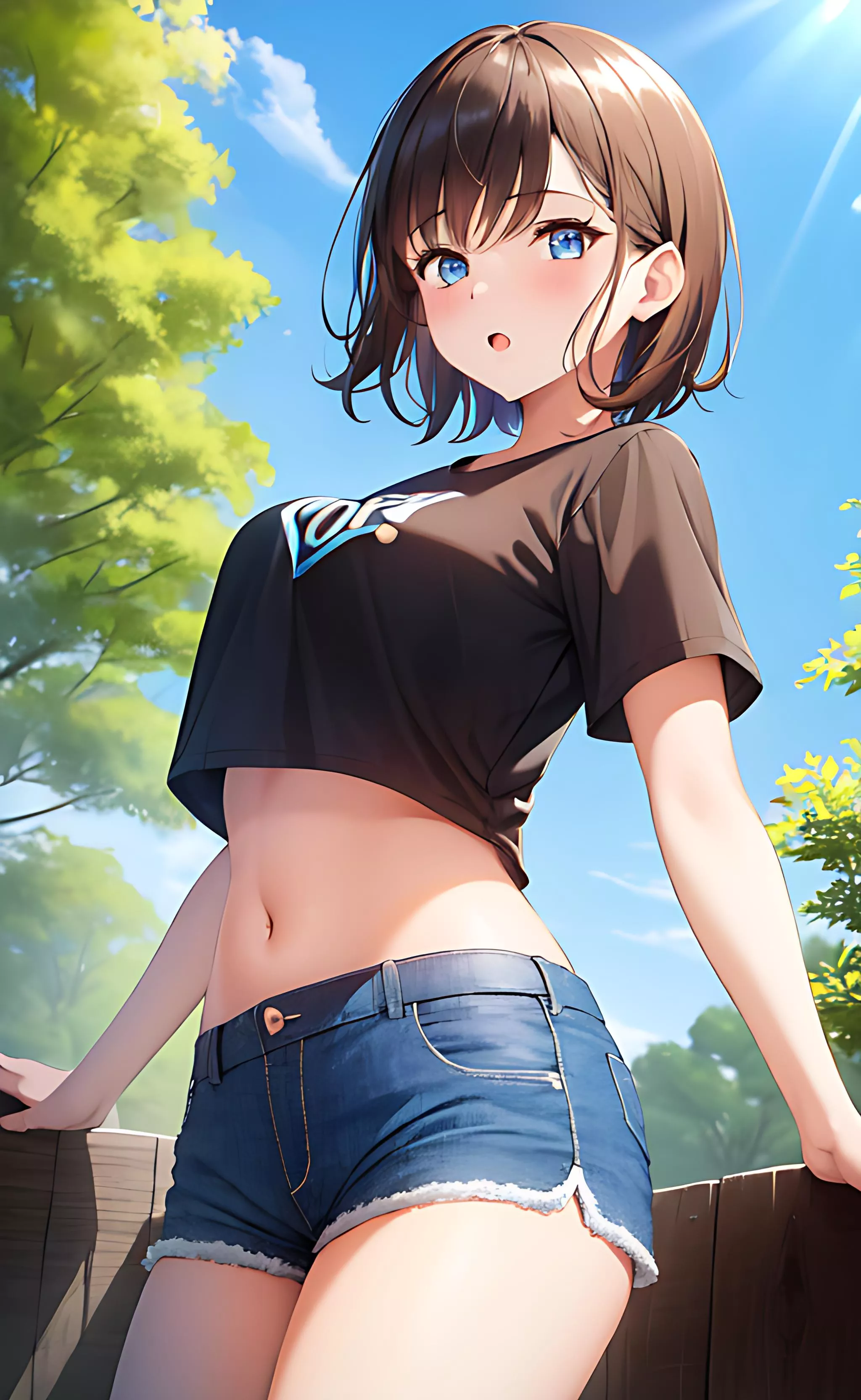 Crop Top & Denim Shorts