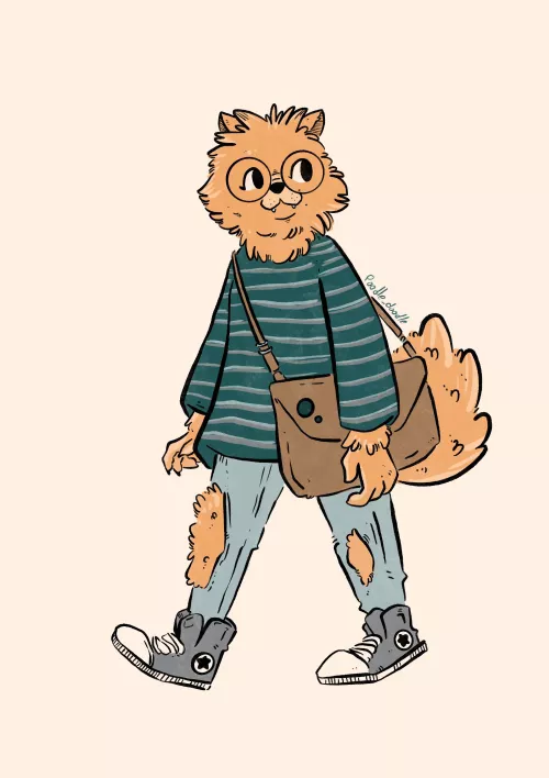Daily sketch - Jeje, going to art school [OC]