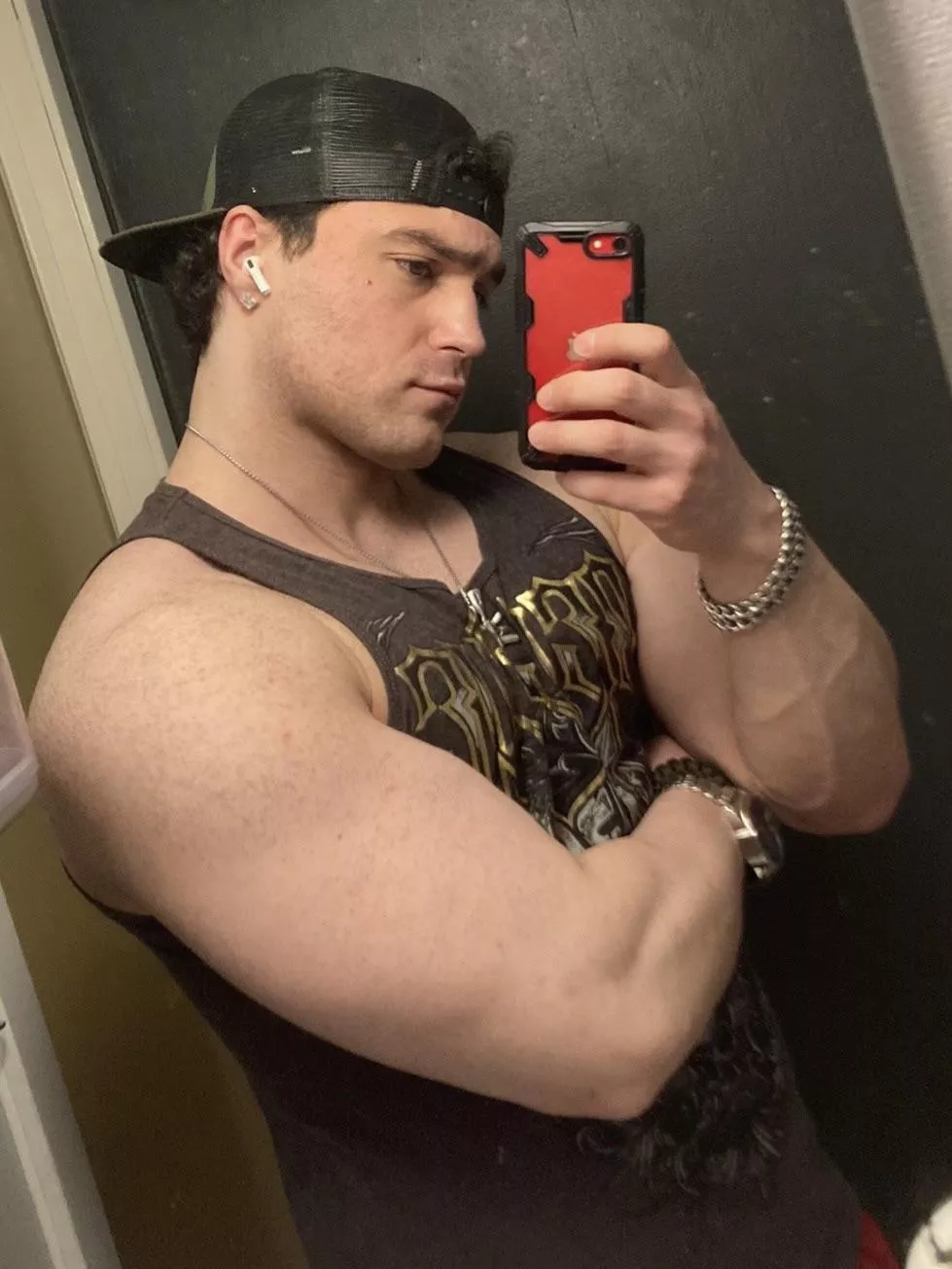 I'm pressing my arm against my chest to make it look bigger