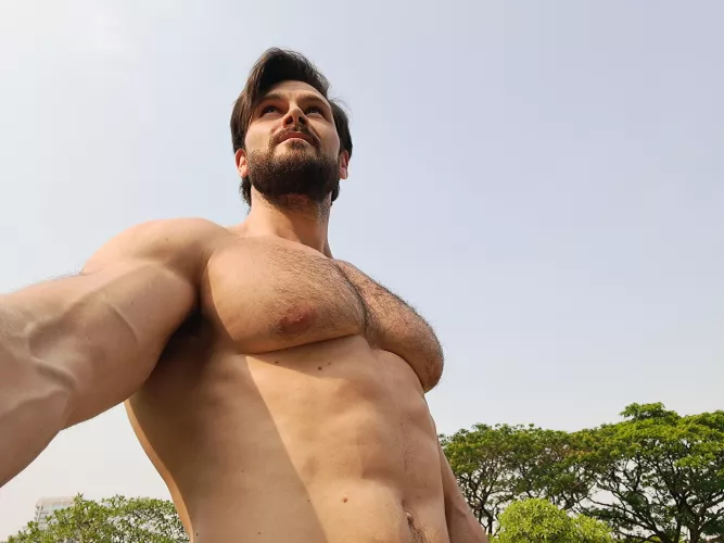 Kneel and worship these pecs