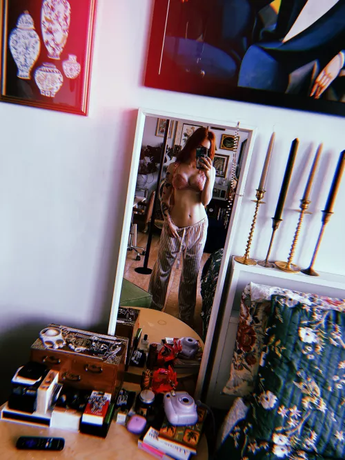 Mom in the mirror..Do you like the view?