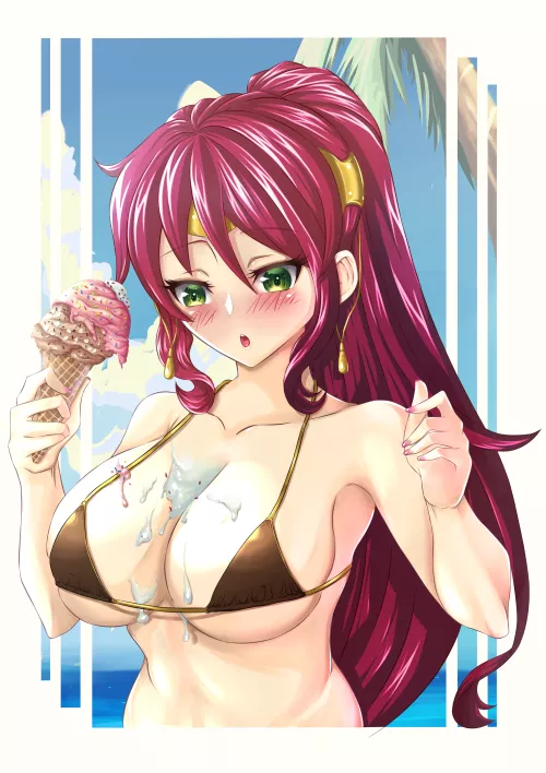Pyrrha had a ice cream 'accident' (keanoveart) [rwby]