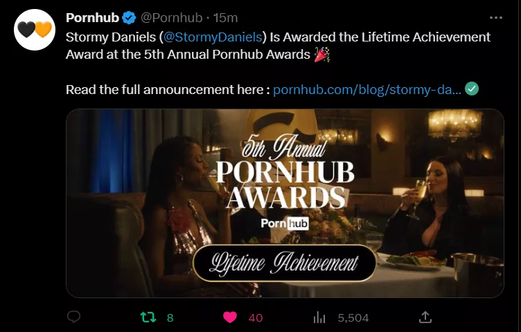 Stormy Daniels Awarded Lifetime Achievement Award