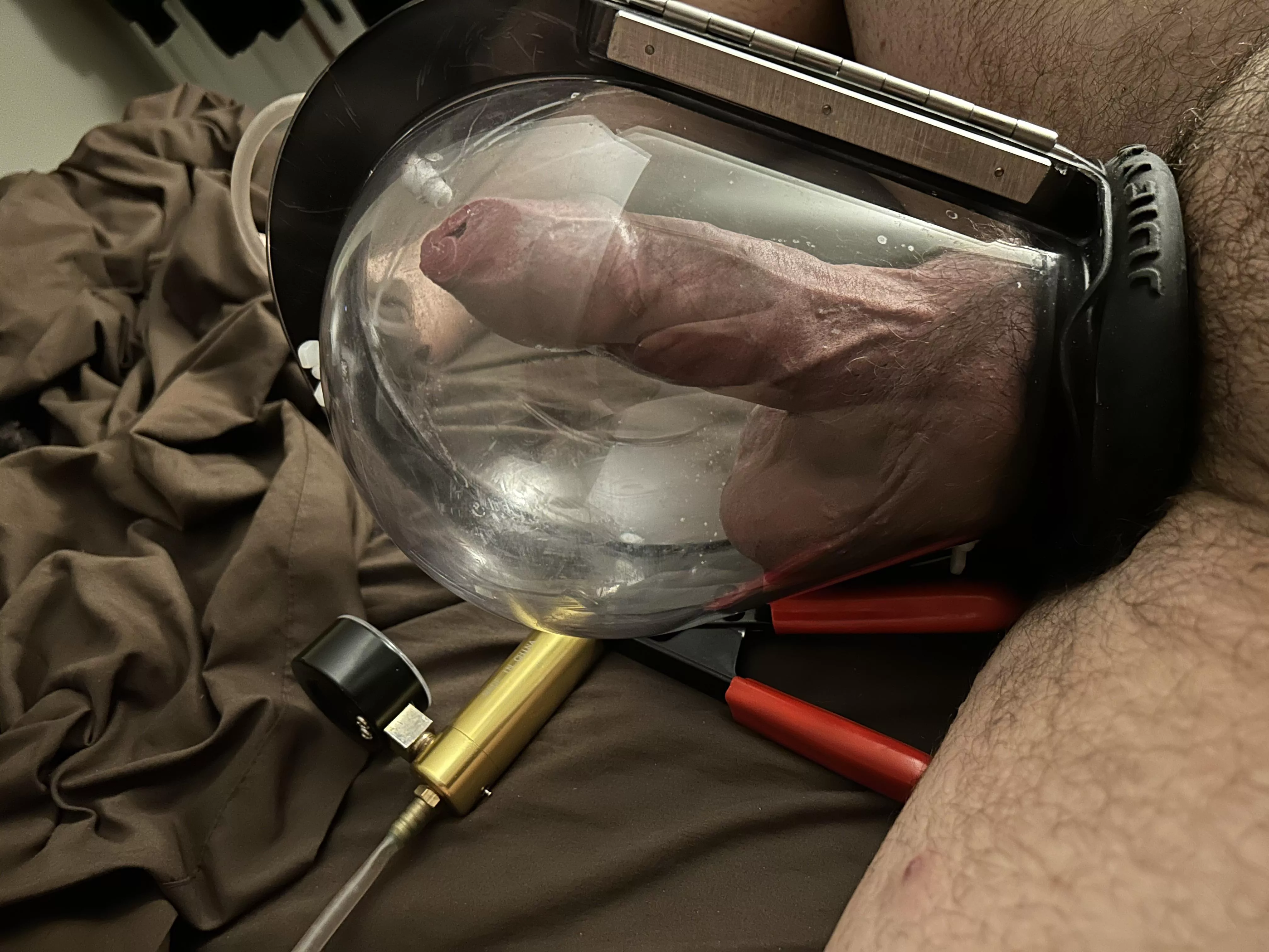 Been a while. Gonna pump the hell outta my cock and balls.