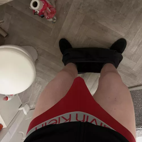 Can’t go wrong with bright red Calvin’s