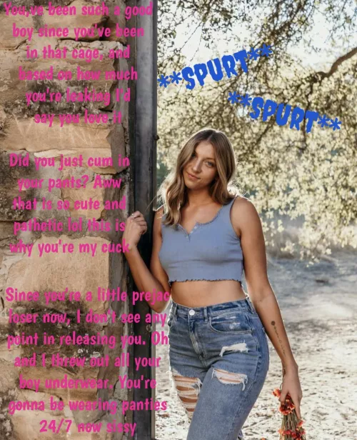 Sexy gf keeps your premature clit locked and in panties