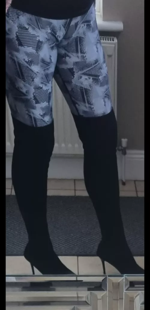 trying on new boots..