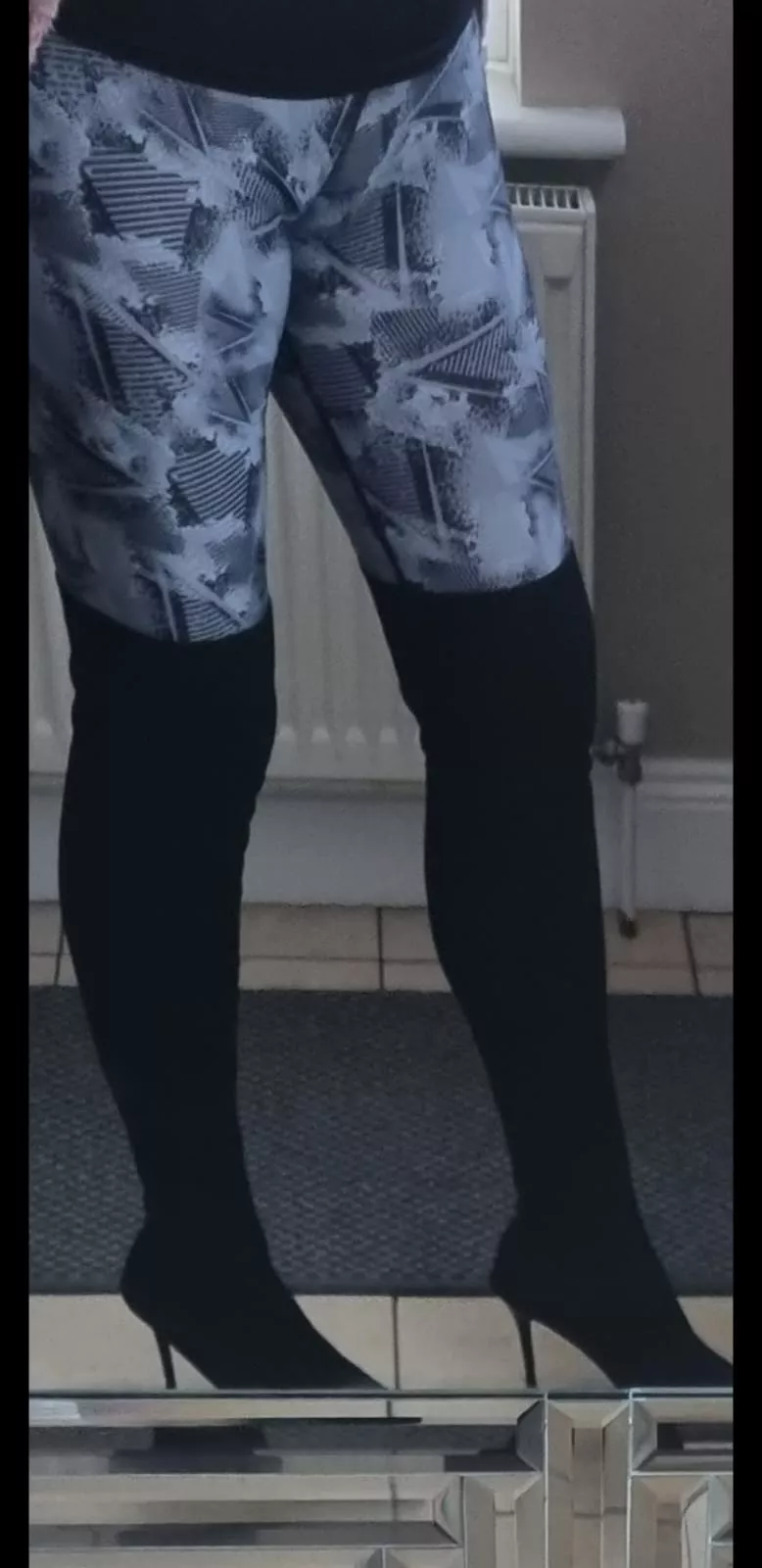 trying on new boots..