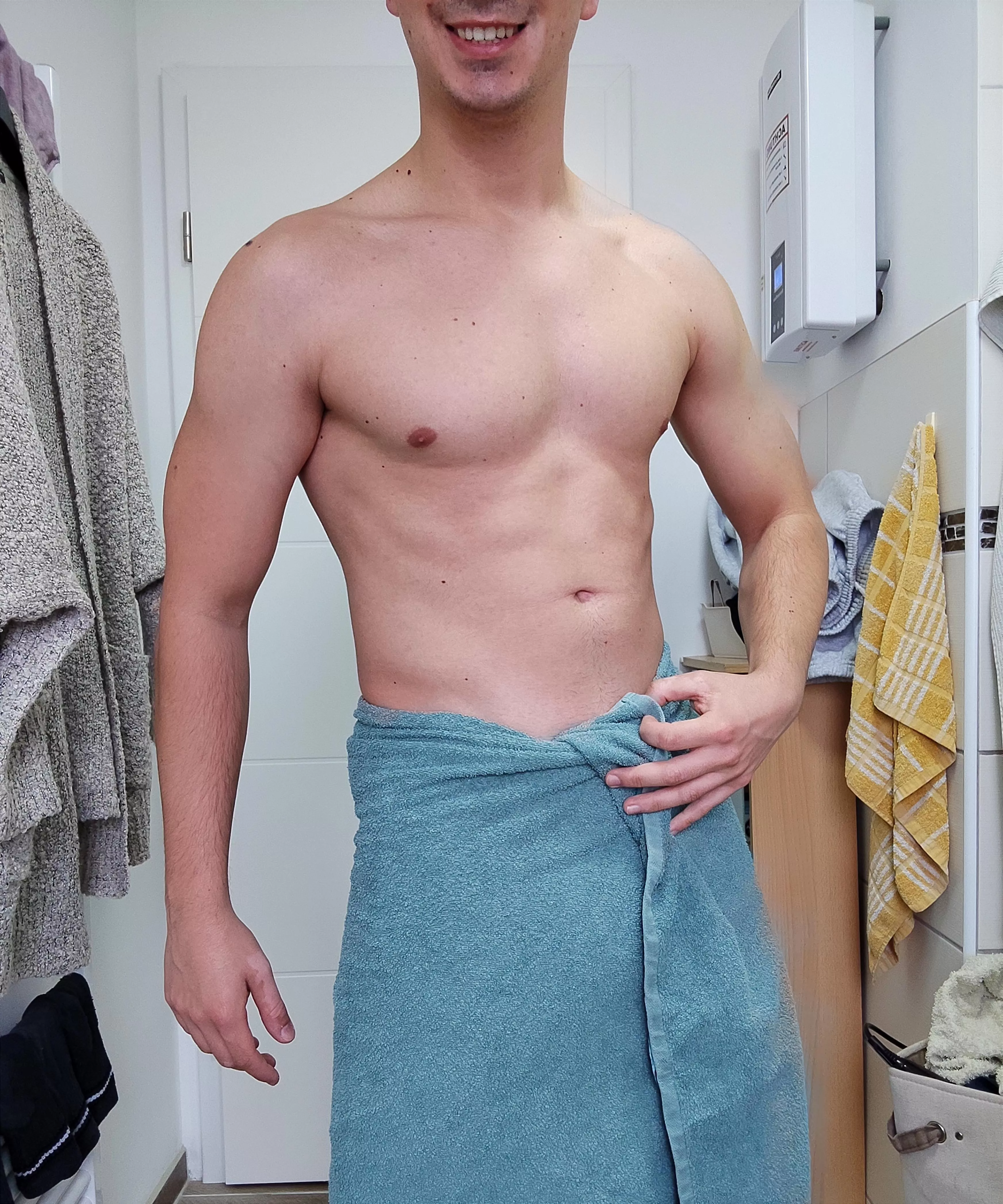 Am I sexy like this or do I need to drop my towel?