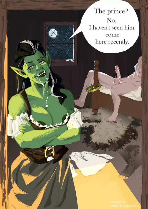 Orc & the prince, by @LadyLoiva