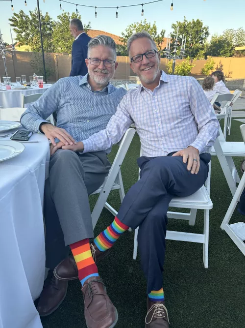 When at a gay wedding wear rainbow π socks