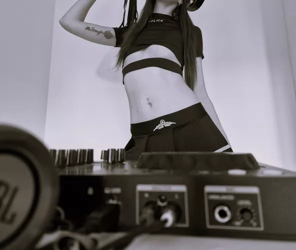 I love playing with my DJ equipment while dressed up (F)