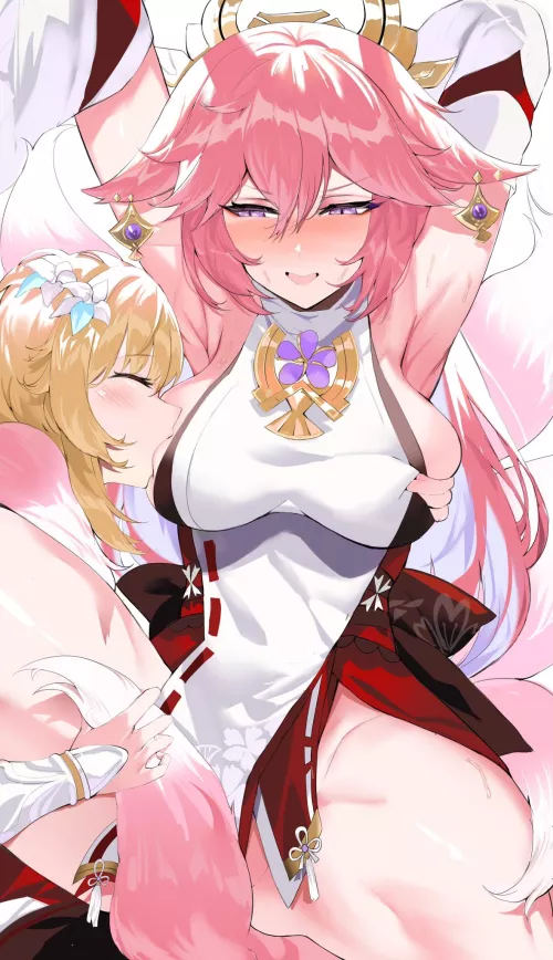 Lumine teasing Yae [Genshin Impact]