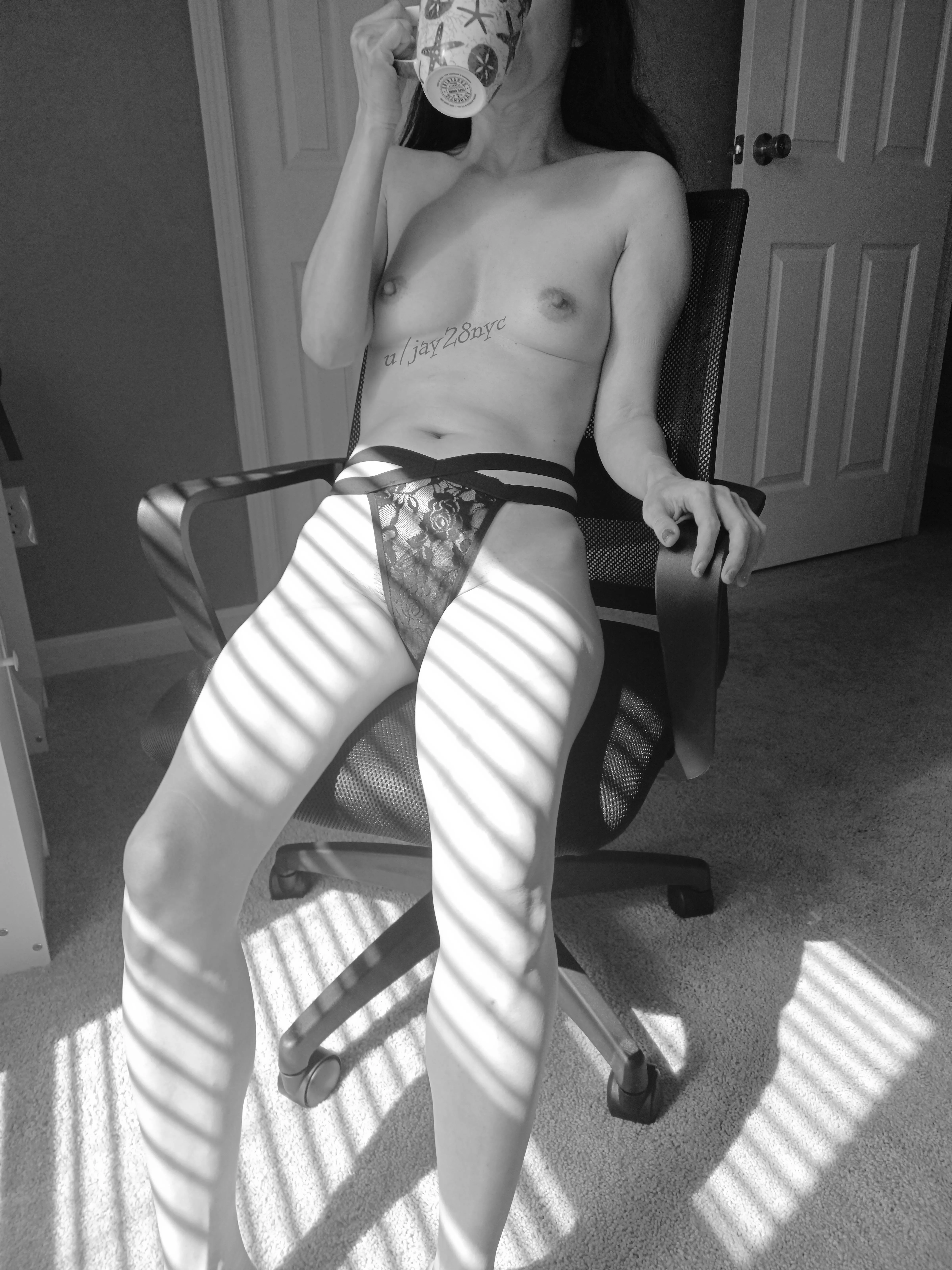 Morning coffee and sun-stripes in BW (F) [OC]