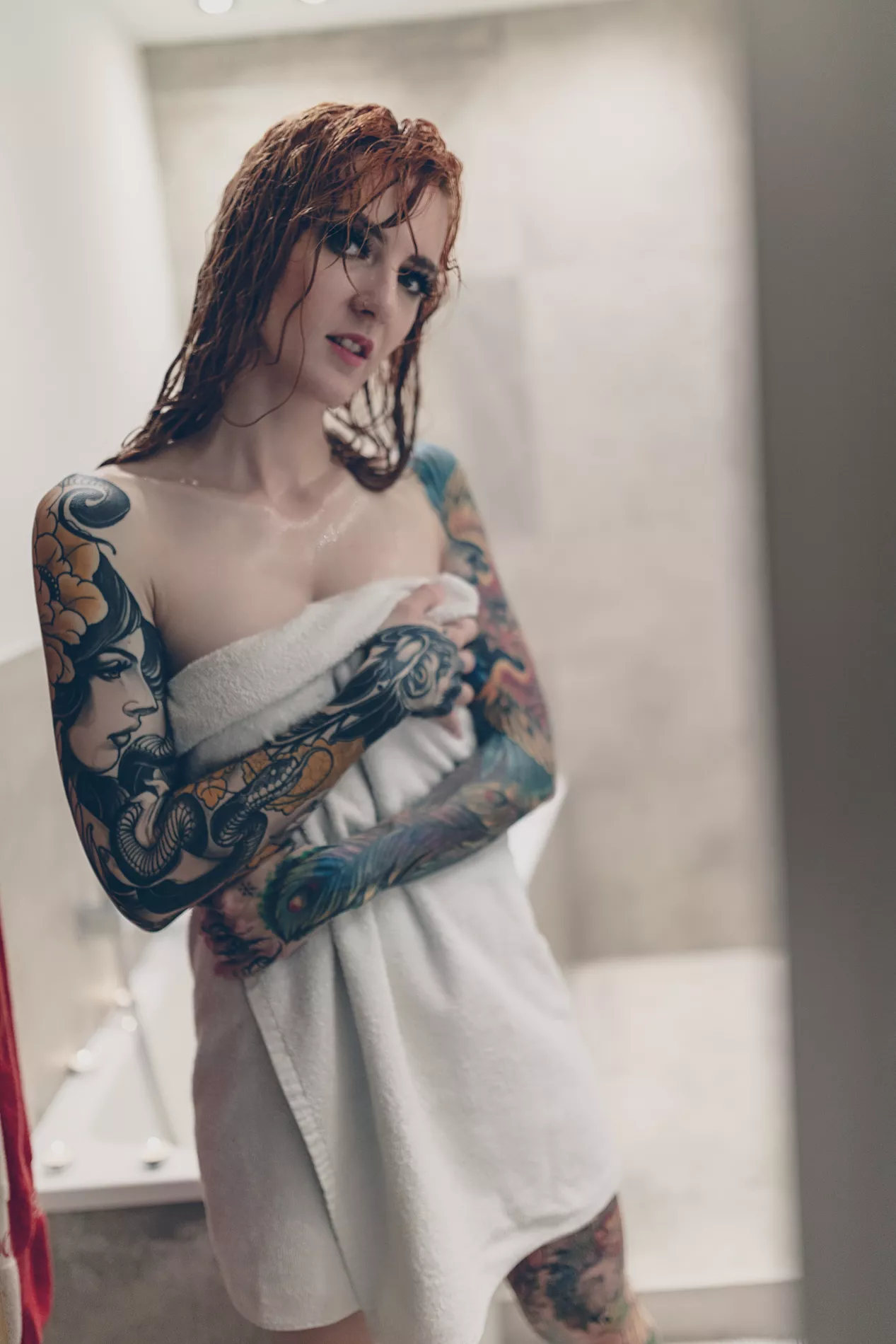 redhead shower break