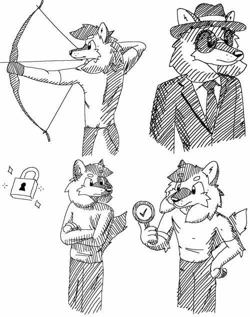 Some random doodles of my fursona.