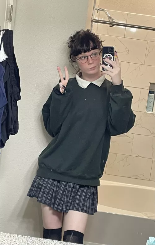 sorry for the dirty mirror, but is this a cute school outfit?