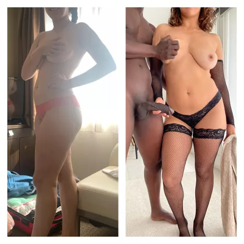 The nudes hubby used to try and take of me vs the nudes he takes of me now. I think it’s fair to say I’ve come out of my shell in the past few years 😏