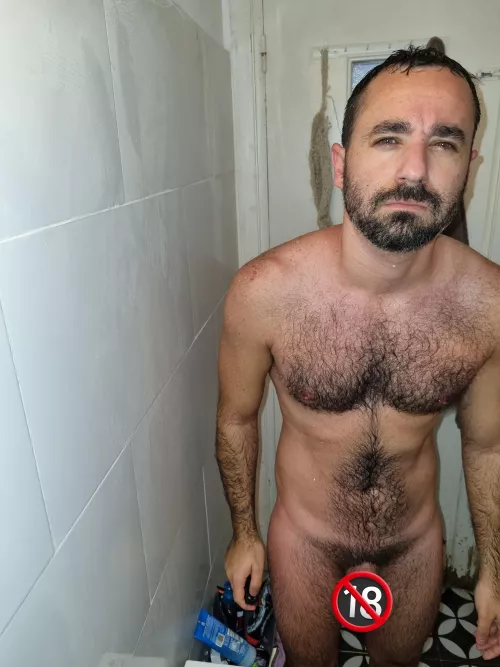 Furry chest shower time