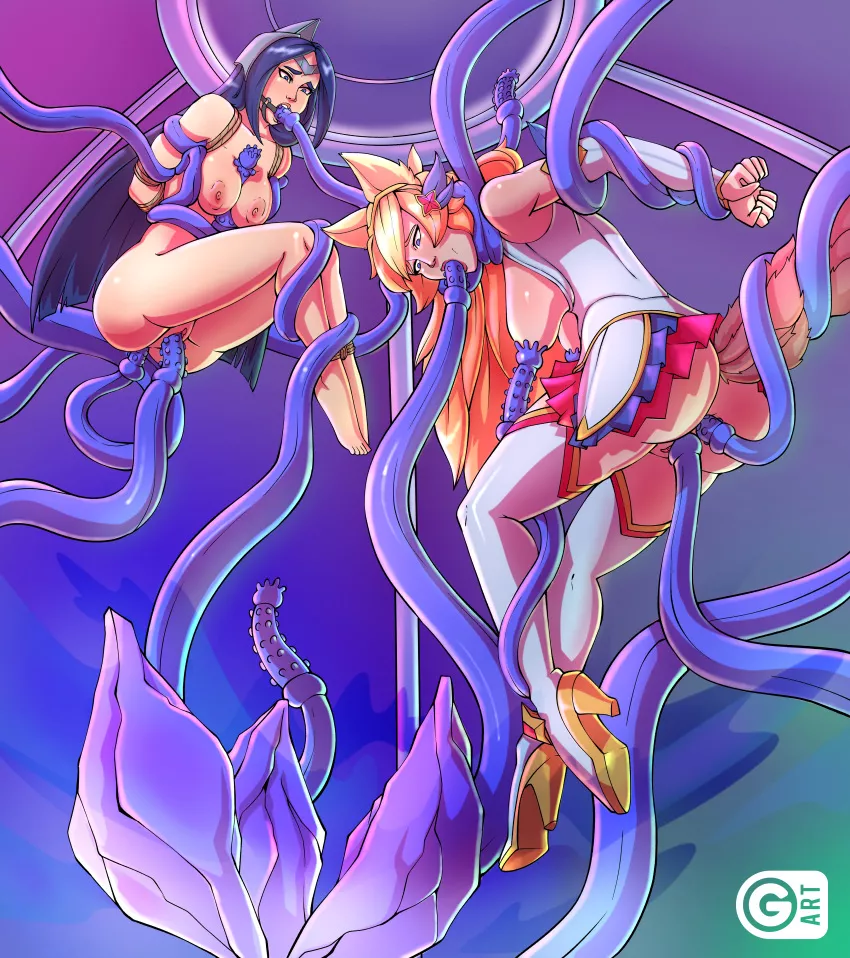 Irelia and Ahri turned into tentacle playthings