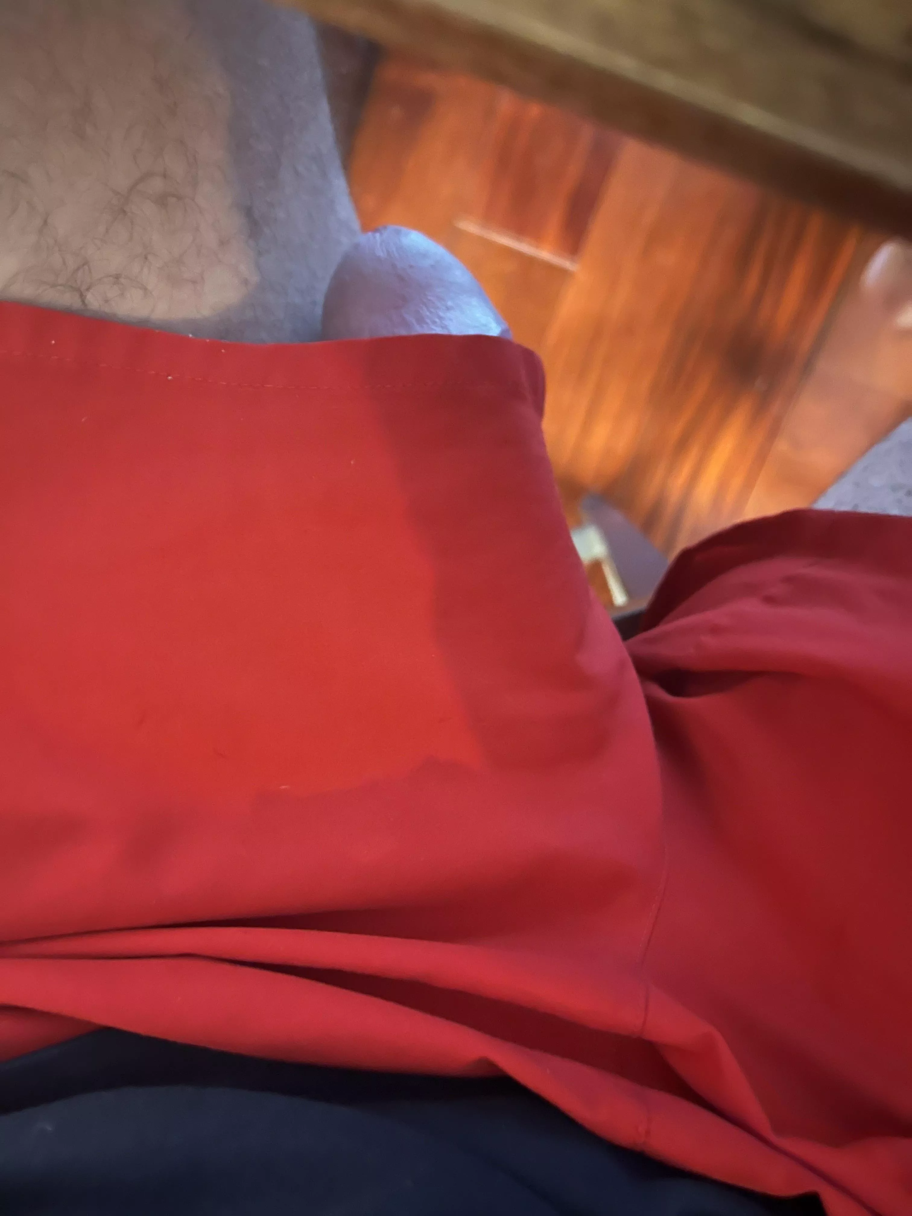 No underwear so he start poking under my shorts