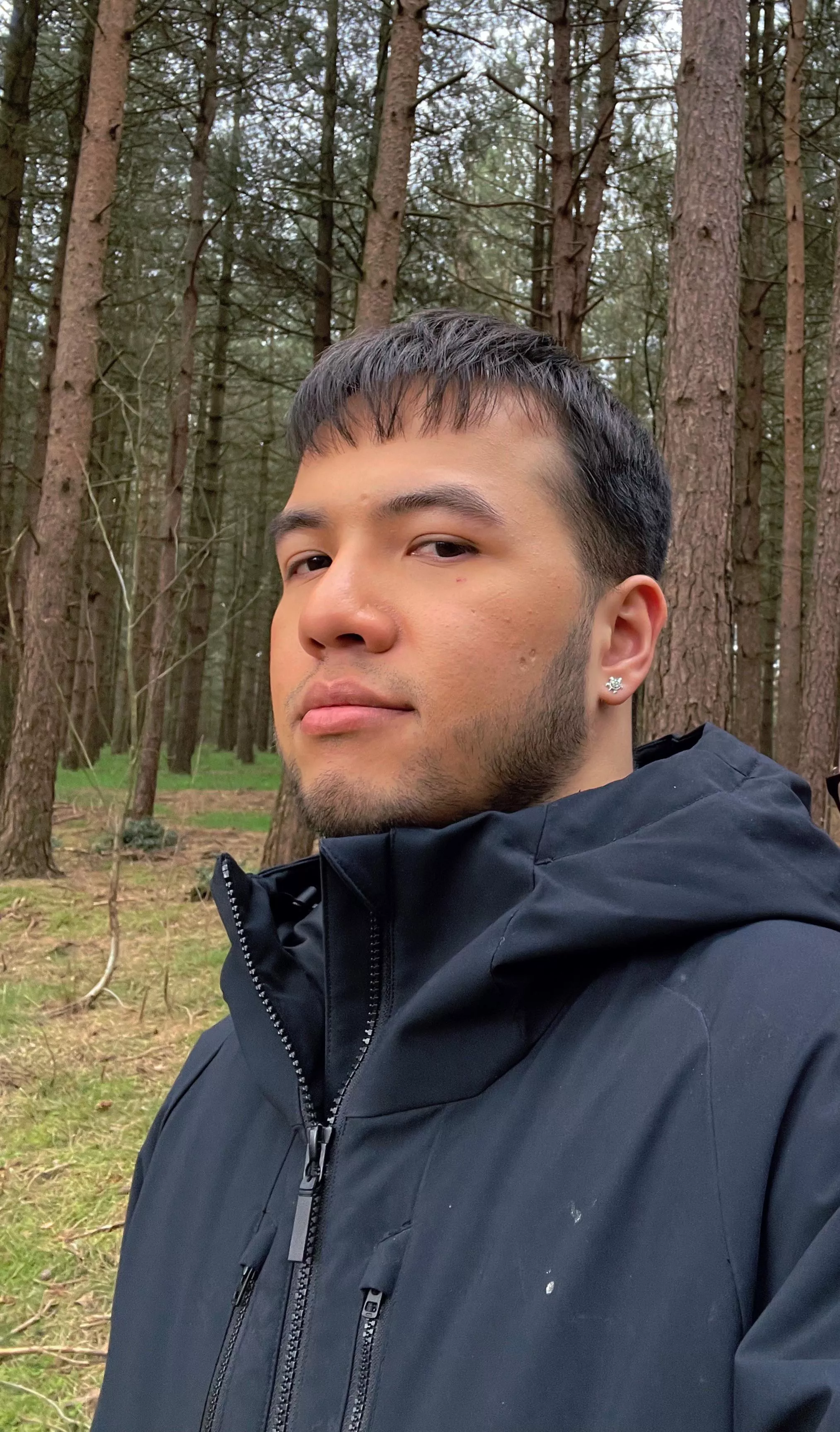 Gaymer adventuring in the forest and touching grass