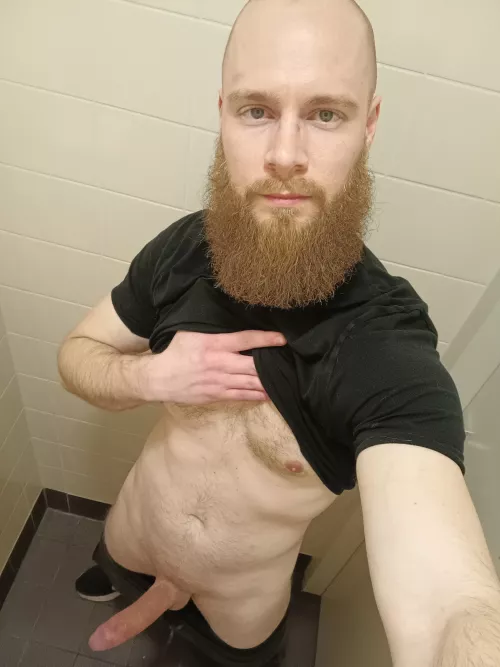 In the gym bathroom