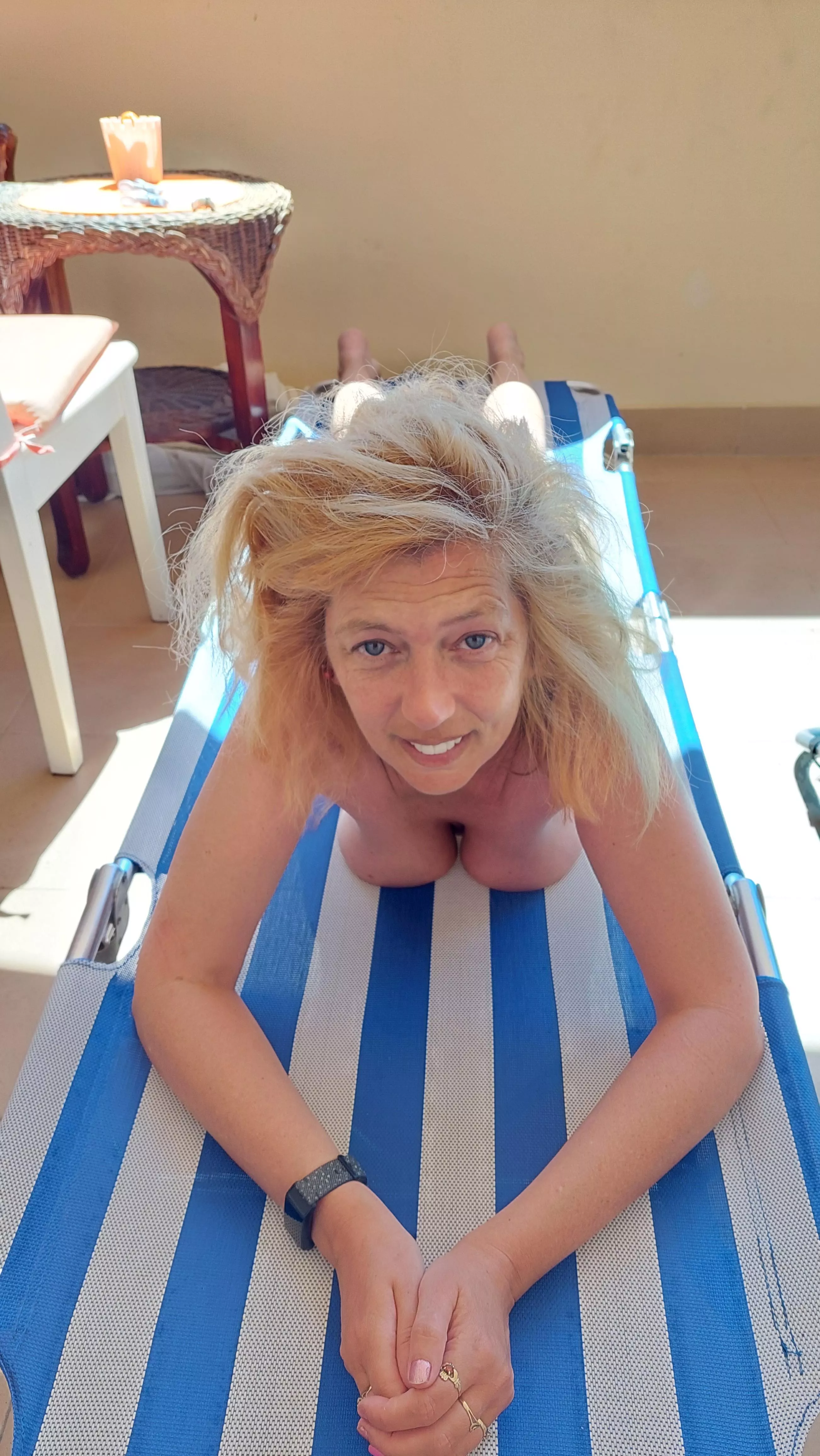 My tan is coming on, still naked of course!