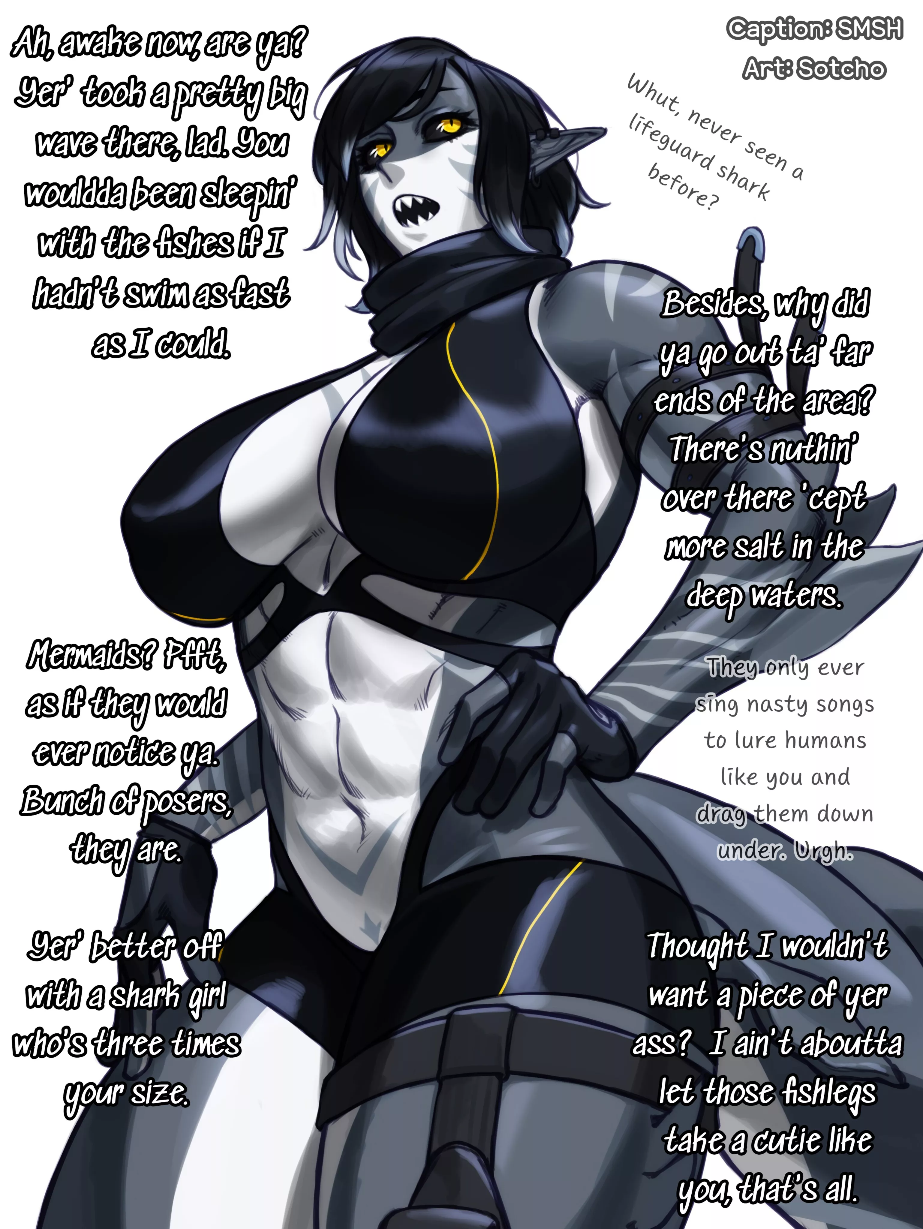 Saved Ashore [Shark / Monster Girl] [Much Taller And Stronger Than You] [Scottish / Aussie Accent] [Tomboy] [Slight Tsundere] [Mermaid Slander] [108/365]