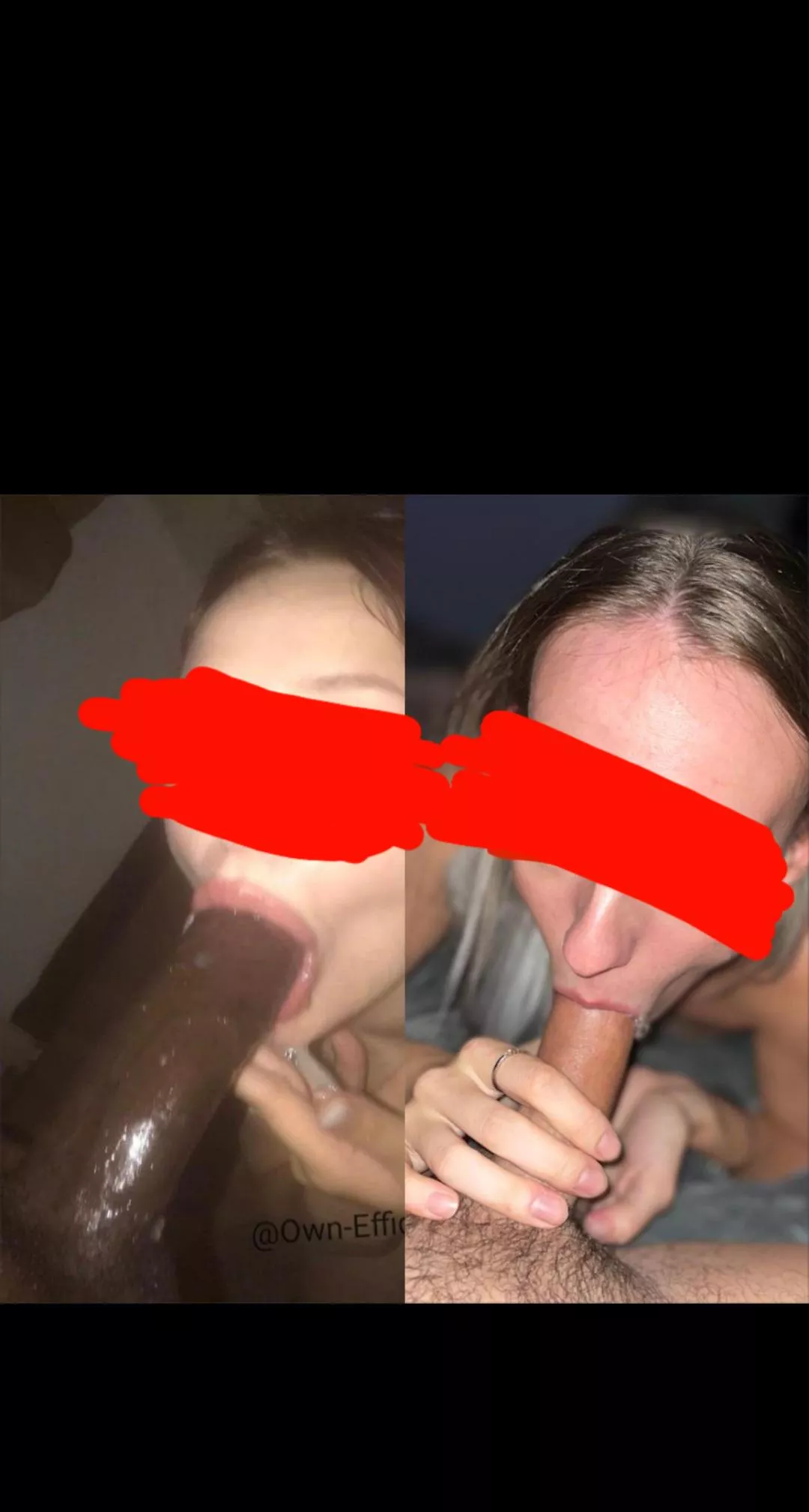 Side by side comparison between cuck and bull getting a bj Side by side comparison between cuck and bull getting a bj